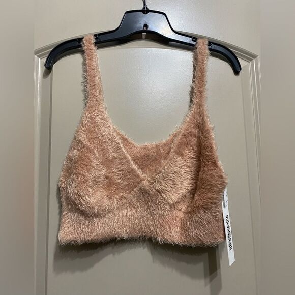 Jonathan Simkhai NWT Caroline Feathered Rib Bralette Chai Size L - Picture 9 of 16